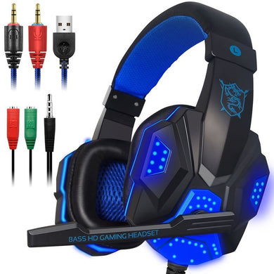 Stereo Gaming Headset for Xbox one PS4 PC Surround Sound Over-Ear Gaming Headphones with Mic Noise Cancelling LED Lights Headset
