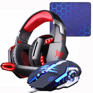 Gaming Headset Headphones +Wired Gaming Mouse Mice 4000DPI Bass stereo Gamer Earphone+Gaming Mouse pad Combination For Laptop PC