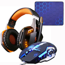 Load image into Gallery viewer, Gaming Headset Headphones +Wired Gaming Mouse Mice 4000DPI Bass stereo Gamer Earphone+Gaming Mouse pad Combination For Laptop PC
