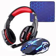 Load image into Gallery viewer, Gaming Headset Headphones +Wired Gaming Mouse Mice 4000DPI Bass stereo Gamer Earphone+Gaming Mouse pad Combination For Laptop PC