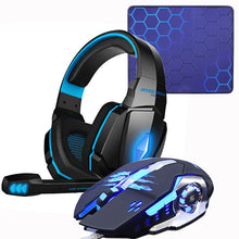 Load image into Gallery viewer, Gaming Headset Headphones +Wired Gaming Mouse Mice 4000DPI Bass stereo Gamer Earphone+Gaming Mouse pad Combination For Laptop PC